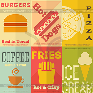 Retro fast food posters collection - vector clip art