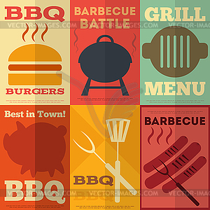 Retro BBQ posters collection - vector clipart