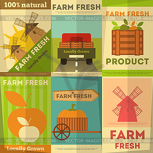 Set of Posters Farm Fresh - vector clip art