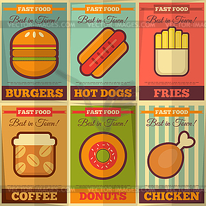 Retro fast food posters collection - royalty-free vector image