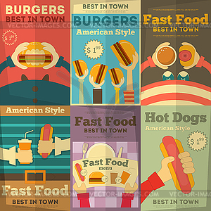 Fast food posters collection - vector clipart / vector image