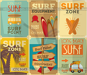 Surfing posters collection - vector clipart