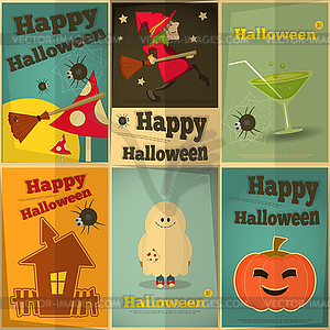 Halloween posters set - vector clip art