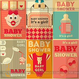 Baby Shower Плакаты - векторное изображение клипарта