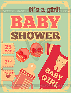 Baby Shower Retro Poster - vector clipart