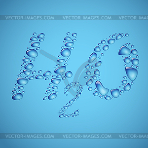H2O сделаны из капель воды - векторизованный клипарт