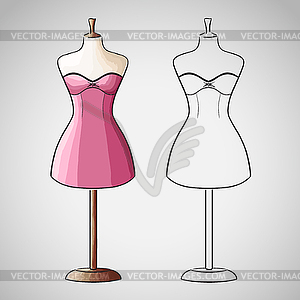 Dress on dressform - vector clipart