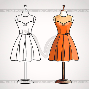 Dress on dressform - vector EPS clipart