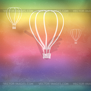 Rainbow background with fire balloons - vector clip art