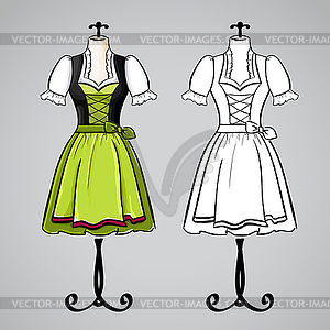 Dirndl dress on mannequin - vector image