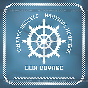 Sailing badge with ship wheel - vector clipart
