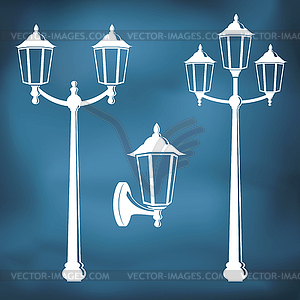 Graphic vintage street lantern - vector clip art