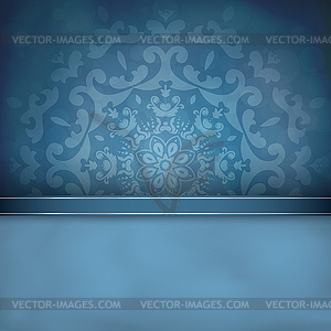 Blue background with ornament - vector image