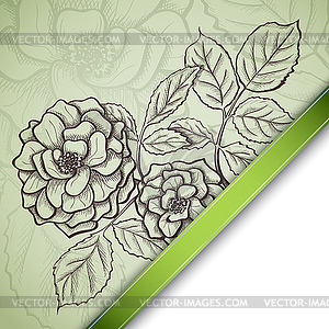 Sketch rose background - vector clipart