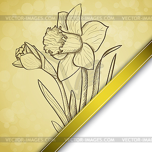 Sketch daffodil background - vector clipart / vector image