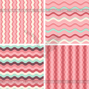 Seamless tiling patterns - geometric waves - vector clipart