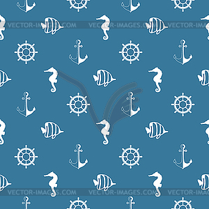 Seamless tiling patterns - nautical elements - vector clipart / vector image