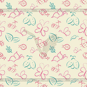 Seamless tiling pattern with butterflies and l - vector clipart