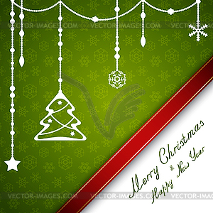 Merry Christmas card with stars and snowflakes - vector clipart