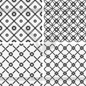 Seamless tiling patterns - geometric flowers - vector image