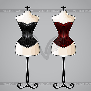 Corset on female mannequin - vector clipart