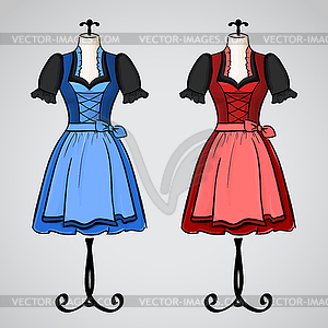 Dirndl dress on mannequin - vector clip art