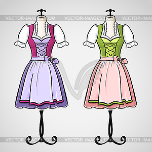 Dirndl dress on mannequin - vector image