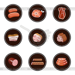 Set meat products - vector clipart / vector image