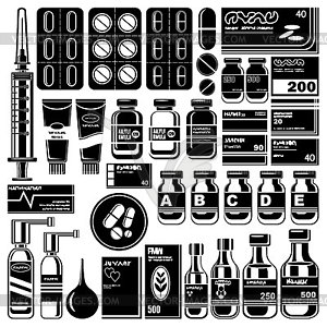 Set of medicament symbols - vector image