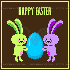 Easter Bunnies. Card - vector clip art