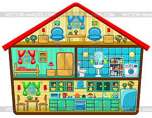 Cartoon house in cut - vector clipart