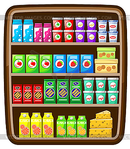 Supermarket. Shelfs with food - vector image