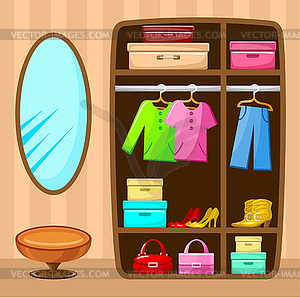 Wardrobe room. Furniture - vector clipart