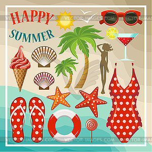 Summer beach set - vector clipart / vector image