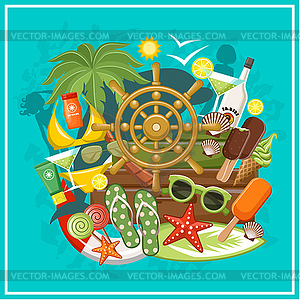 Summer beach set - vector clipart