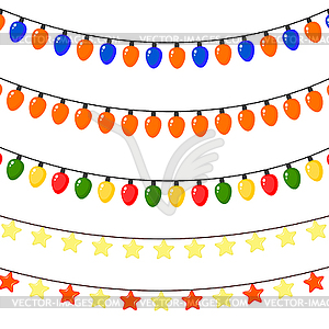 Set of Christmas garlands of stars and lanterns - vector clipart
