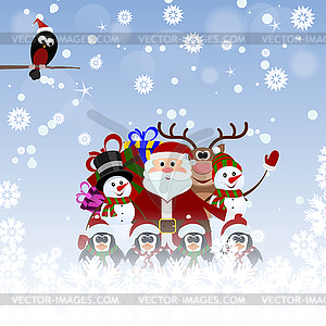 Greeting Christmas card with Santa Claus, - vector image