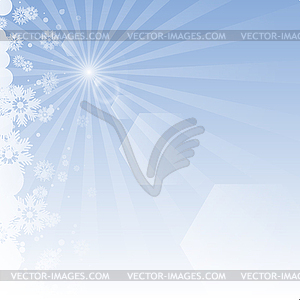 Winter background with rays - vector image