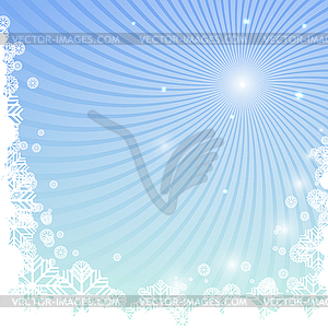 Winter background with snowflakes and curved beams - vector clipart
