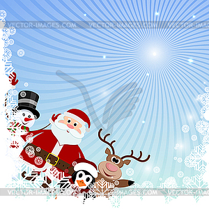 Winter background with snowflakes and Christmas - vector clip art