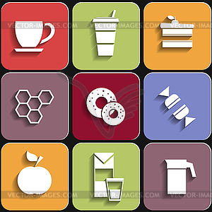 Set of flat food icons - vector image