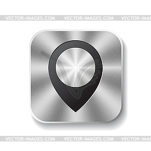 Metal square button with round pointer - vector clipart