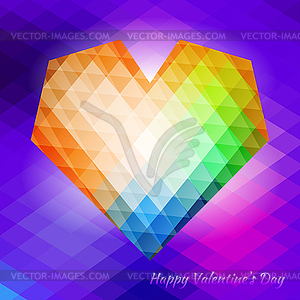 Polygonal heart on triangular background - vector clipart