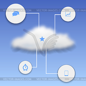 Реалистичная облако с элементами инфографики - векторный клипарт