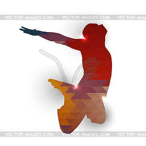 Silhouette of jumping boy - vector image