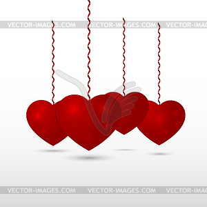 Red volumetric hearts - vector clip art