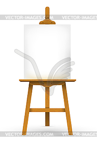 Wooden easel with blank canvas - color vector clipart