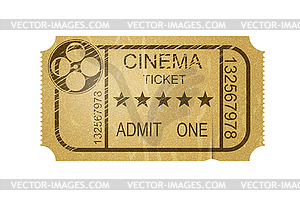 Vintage cinema ticket with grunge - vector clip art