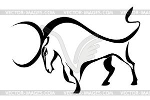 Black silhouette of bull - vector clipart