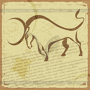 Vintage postcard with silhouette of buffalo - royalty-free vector clipart
